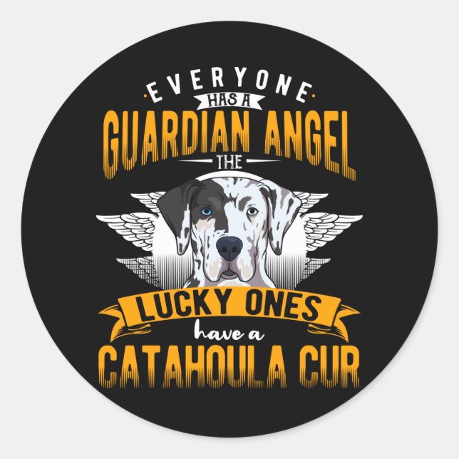 Pegatina Redonda Idea de regalo de perro leopardo de Catahoula (Anverso)
