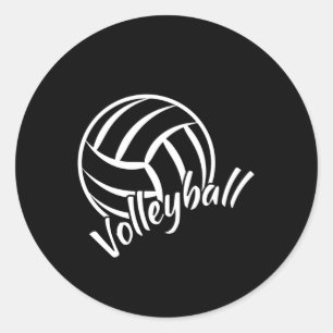 Pegatina Redonda Idea de regalo del equipo de voleibol playa