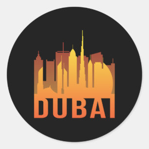 Pegatina Redonda Idea de regalo divertida en el paisaje urbano de D