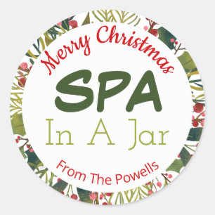 Pegatina Redonda Idea De Spa In A Jar Navidades