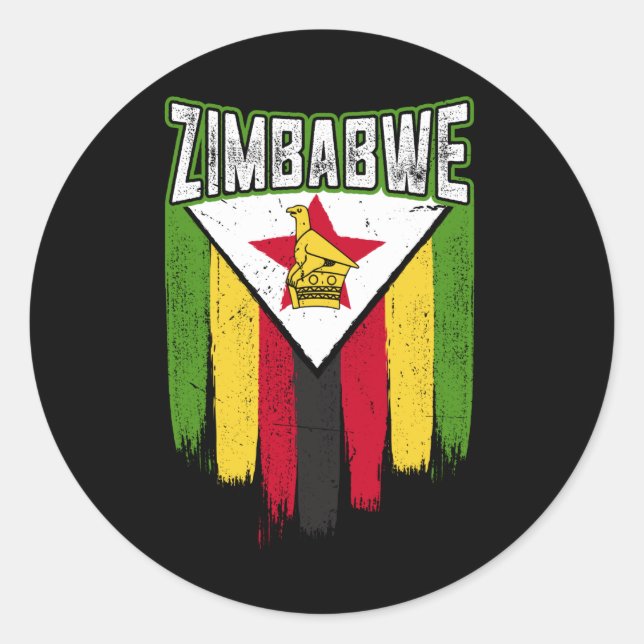 Pegatina Redonda Idea de Zimbabue de regalo de bandera de Zimbabue (Anverso)