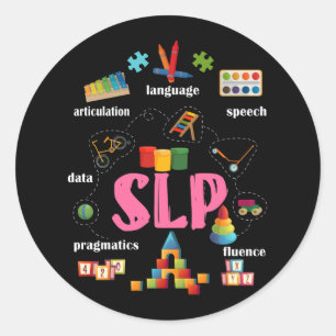 Pegatina Redonda Idioma del habla Patólogo Alcance pediátrico de la