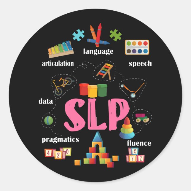Pegatina Redonda Idioma del habla Patólogo Alcance pediátrico de la (Anverso)