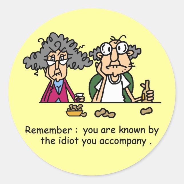 Pegatina Redonda Idiota Company (Anverso)