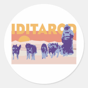 Pegatina Redonda Iditarod Race