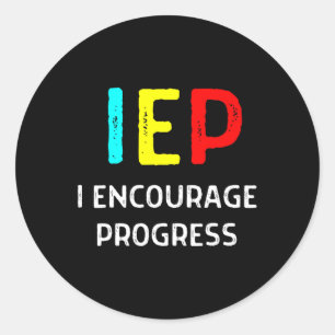 Pegatina Redonda IEP I Fomentar el progreso en la escuela de educac
