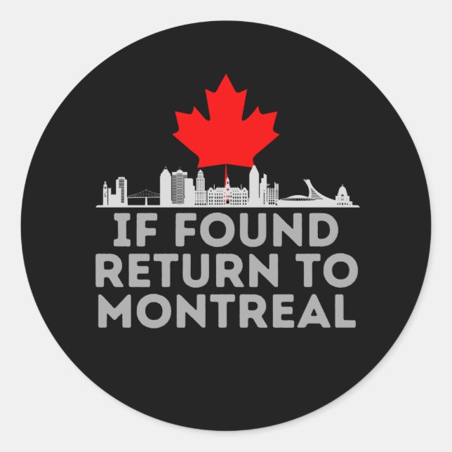 Pegatina Redonda If Found Return To Montreal - City Skyline (Anverso)