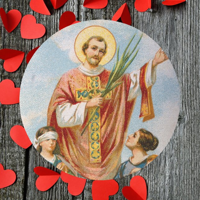 Pegatina Redonda Iglesia católica Santa El día de San Valentín (Religious Christian Catholic St Valentine Priest Martyr Saint Valentine's Day Classic Round Sticker)
