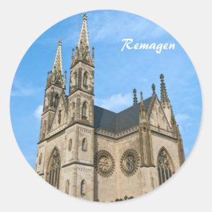 Pegatina Redonda Iglesia de Apollinaris en Remagen, Alemania
