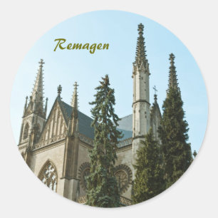 Pegatina Redonda Iglesia de Apollinaris en Remagen, Alemania