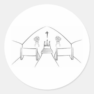 Pegatina Redonda Iglesia de Bruselas Aisle
