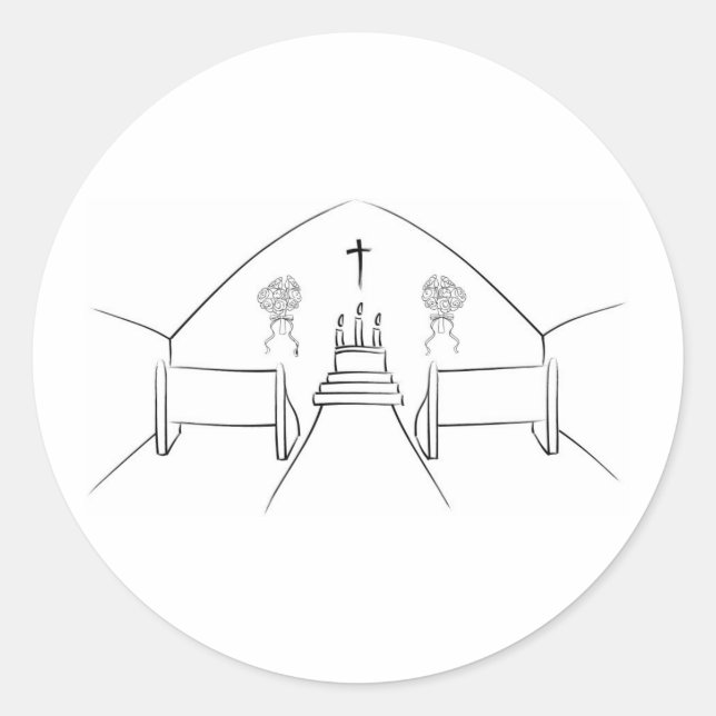 Pegatina Redonda Iglesia de Bruselas Aisle (Anverso)