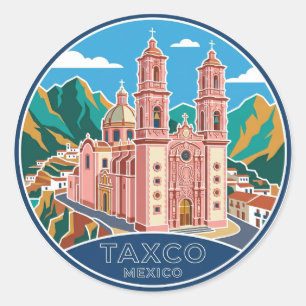 Pegatina Redonda Iglesia de Santa Prisca México