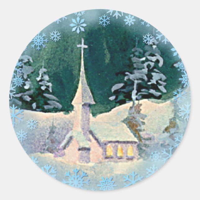 Pegatina Redonda IGLESIA EVENTUAL navidad de SHARON SHARPE (Anverso)