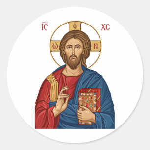 Pegatina Redonda Iglesia ortodoxa de Europa del Este Lord Jesus Cri