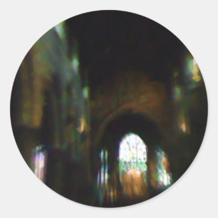 Pegatina Redonda Iglesia Oscura