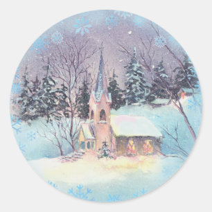 Pegatina Redonda IGLESIA RURAL por SHARON SHARPE