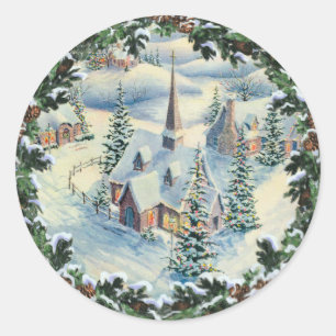 Pegatina Redonda IGLESIA y GUIRNALDA de SHARON SHARPE