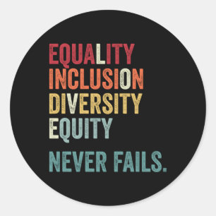 Pegatina Redonda Igualdad Inclusión Diversidad Equidad Amor Igual N