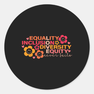 Pegatina Redonda Igualdad Inclusión Diversidad Equidad Rompecabezas