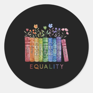 Pegatina Redonda Igualdad Paz Amor Amor Amabilidad Leer Libro Lgbt 