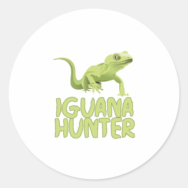 Pegatina Redonda Iguana Hunter (Anverso)