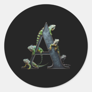 Pegatina Redonda Iguanas Animales Vintage Rap Hip-hop