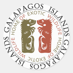 Pegatina Redonda Iguanas de las Islas Galápagos