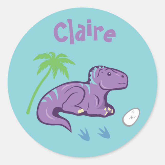 Pegatina Redonda Iguanodon de Dinosaurio Bebé (Anverso)