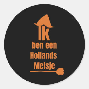 Pegatina Redonda Ik ben een Hollands Meisje - Soy un Chica holandés