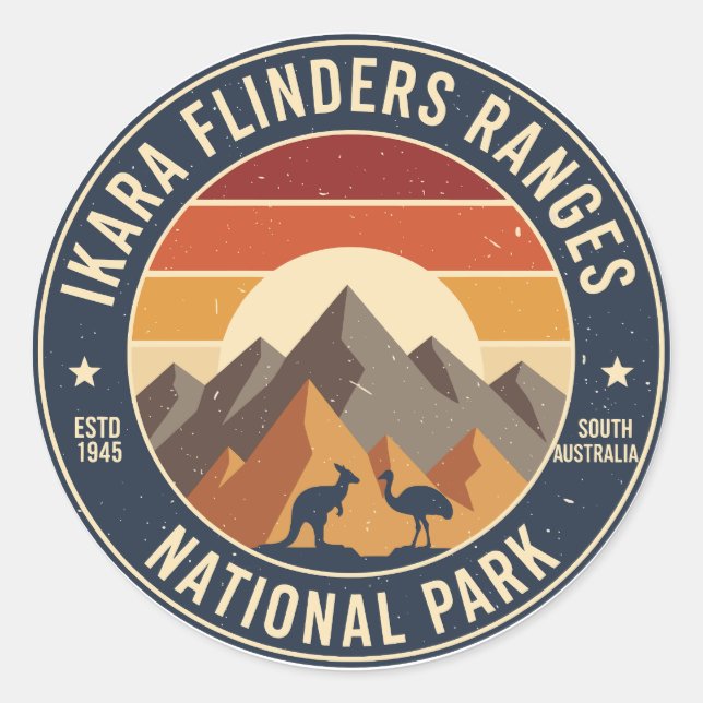 Pegatina Redonda Ikara Flinders Ranges NP Retro Sticker (Anverso)