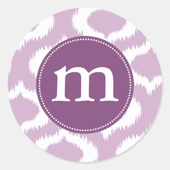 Pegatina Redonda Ikat Diamonds de Lavanda Moderna Personalizada (Anverso)