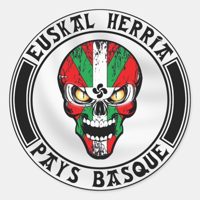 Pegatina Redonda Ikurriña skull (Anverso)