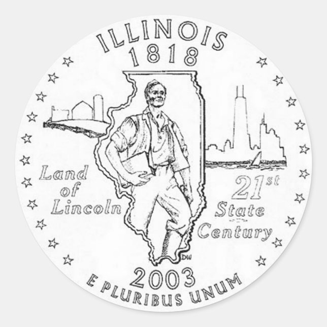 Pegatina Redonda Illinois (Anverso)