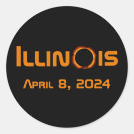 Pegatina Redonda Illinois 2024 Eclipse Solar Total