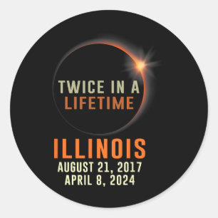 Pegatina Redonda Illinois Eclipse Solar Total Dos Veces En La Vida 