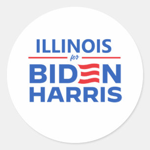 Pegatina Redonda Illinois para Biden Harris