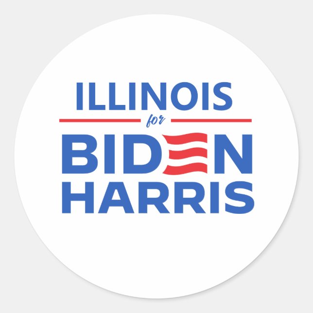 Pegatina Redonda Illinois para Biden Harris (Anverso)