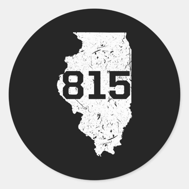 Pegatina Redonda Illinois Rockford Joliet Area Code 815 Midwest (Anverso)