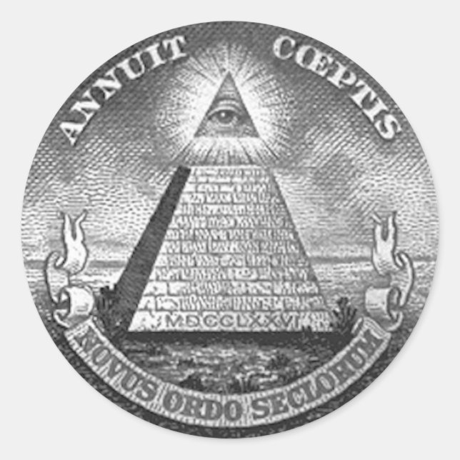 Pegatina Redonda Illuminati All Seye Eye (Anverso)