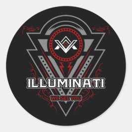 Pegatina Redonda Illuminati Los Vemos Todos Mirando