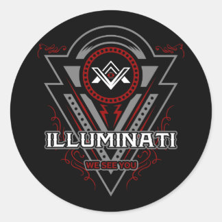Pegatina Redonda Illuminati Los Vemos Todos Mirando
