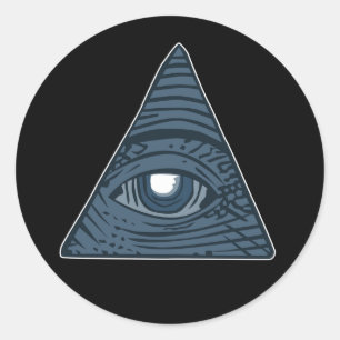 Pegatina Redonda Illuminati Símbolo de pirámide ocular