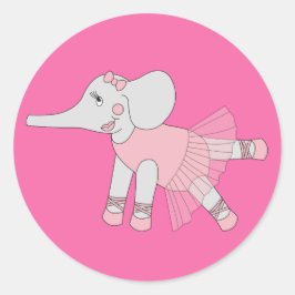 Pegatina Redonda illusima Ballerina Elephant