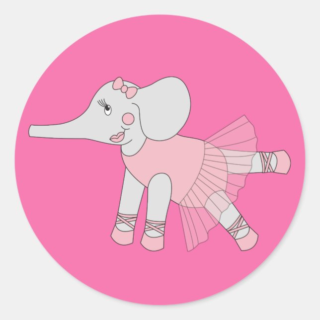 Pegatina Redonda illusima Ballerina Elephant (Anverso)