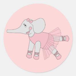 Pegatina Redonda illusima Ballerina Elephant Light Pink
