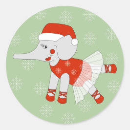 Pegatina Redonda illusima Ballerina Elephant Navidades Snowflakes