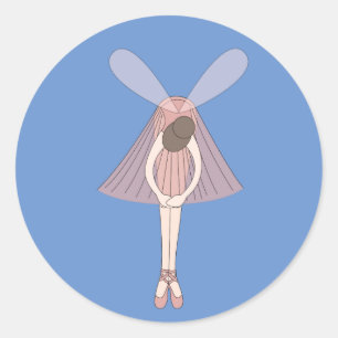 Pegatina Redonda illusima Ballerina Fairy Cornflower Blue