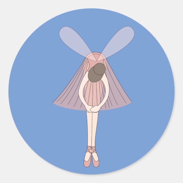 Pegatina Redonda illusima Ballerina Fairy Cornflower Blue (Anverso)
