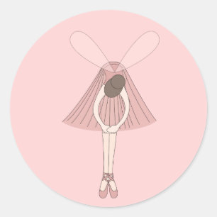 Pegatina Redonda illusima Ballerina Fairy Light Pink